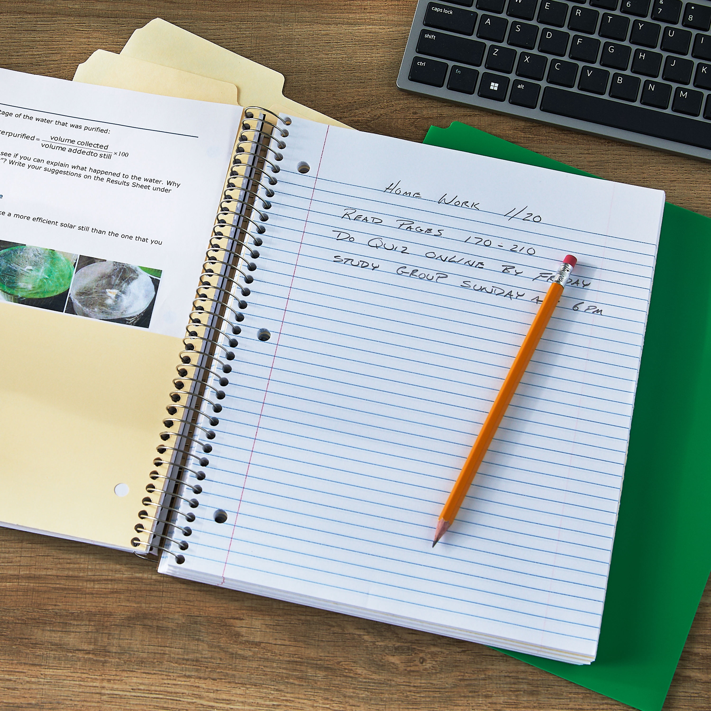 Pen+Gear College Ruled 5-Subject Poly Notebook, 9" x 11", Black, 160 Sheets
