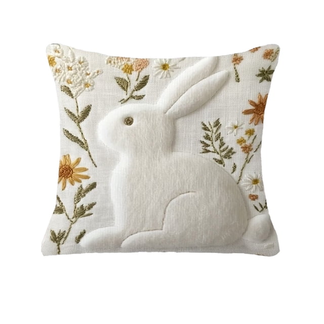 Cubiertas de Almohada de Tirado Al Aire Libre Conejos Bordados Suaves para Sofás Y Sillas Adecuados para la Decoración Del Sofá de Pascua Y el Dormitorio Cubiertas de Almohada de Tirado de Primavera