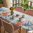 thumbnail image 3 of Orange Blue Starfish Coastal Table Cloths for 8 Foot Rectangle Tables, Summer Beach Eucalyptus Vintage Patio Waterproof Elastic Fitted Tablecloths, Washable Rectangular Table Cover for Camping, 3 of 8