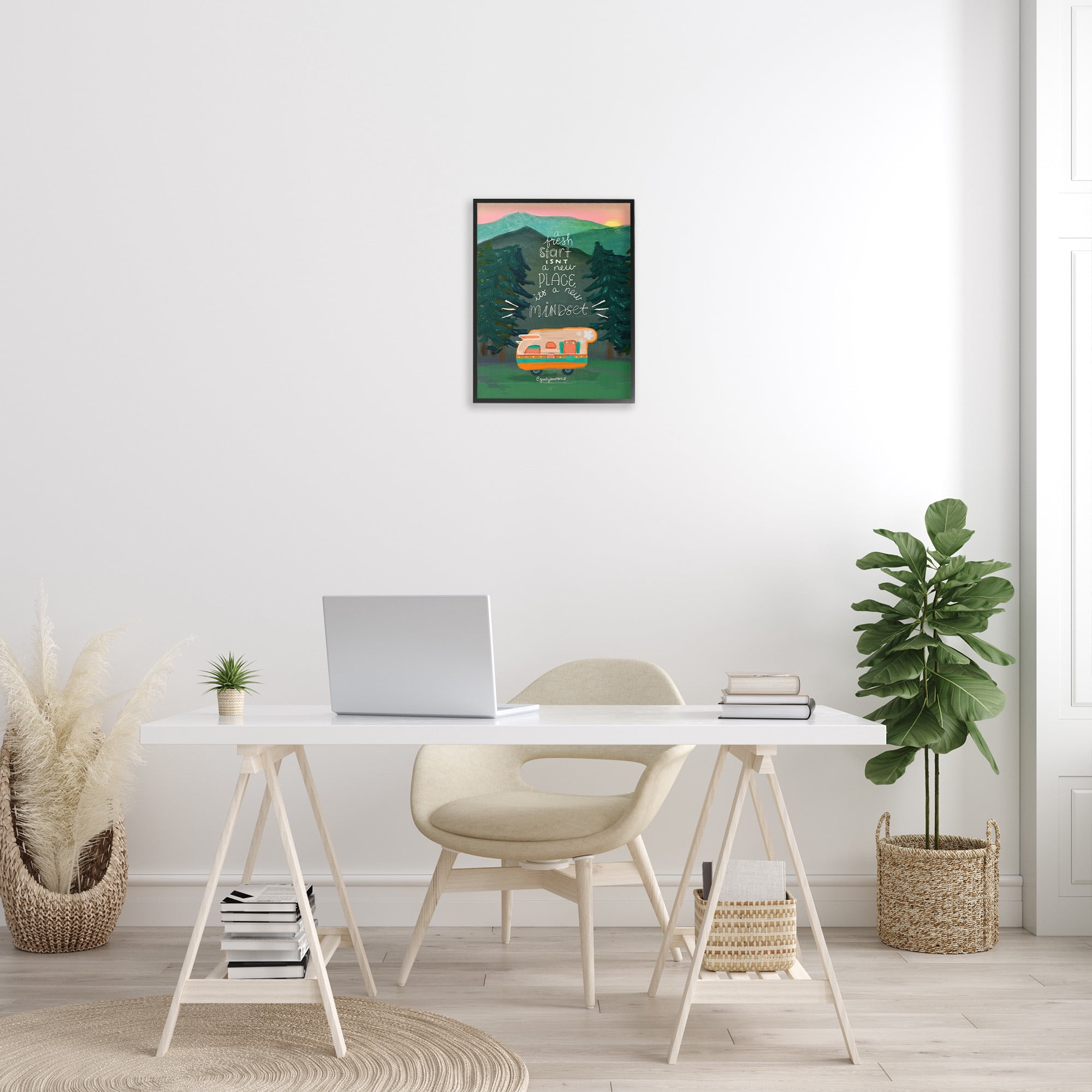 Stupell Industries Fresh Start New Mindset Inspirational Painting Black Framed Art Print Wall Art, 16 x 20