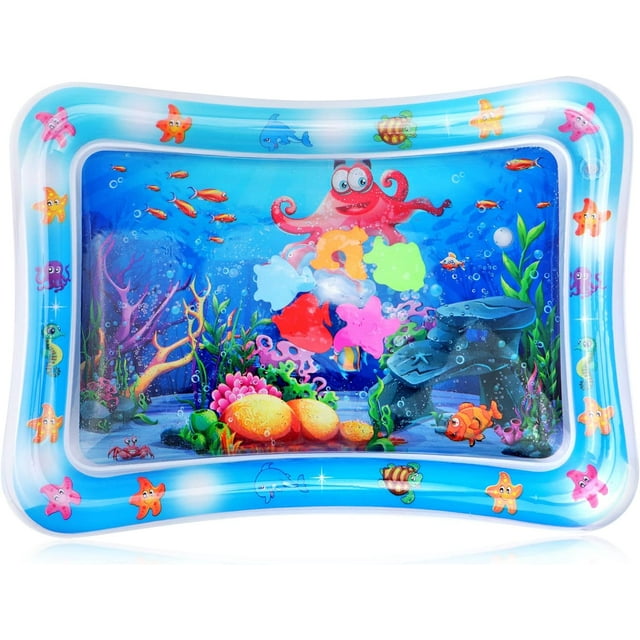 Colchoneta inflable Tummy Time Premium para bebés y niños pequeños, almohadilla rectangular para niños con bomba, centro de actividades de juego para bebés (pulpo)