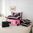 thumbnail image 5 of Manfei Initial Letter C Bedding Sets Twin Size,Cute Bowtie Comforter Sets with Sheets,Pink Black Bed in a Bag Twin Size For Girls,Breathable Bedroom Decoration Reversible,7-Piece, 5 of 7