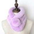 thumbnail image 4 of Bufanda de tres tubos de pelo de conejo de imitación para mujer, jersey de cuello cálido de felpa grueso y moderno para invierno, 4 of 6