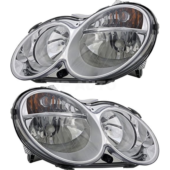 For 2002-2006 Mercedes Benz C Class CLK Headlight Halogen Set Pair
