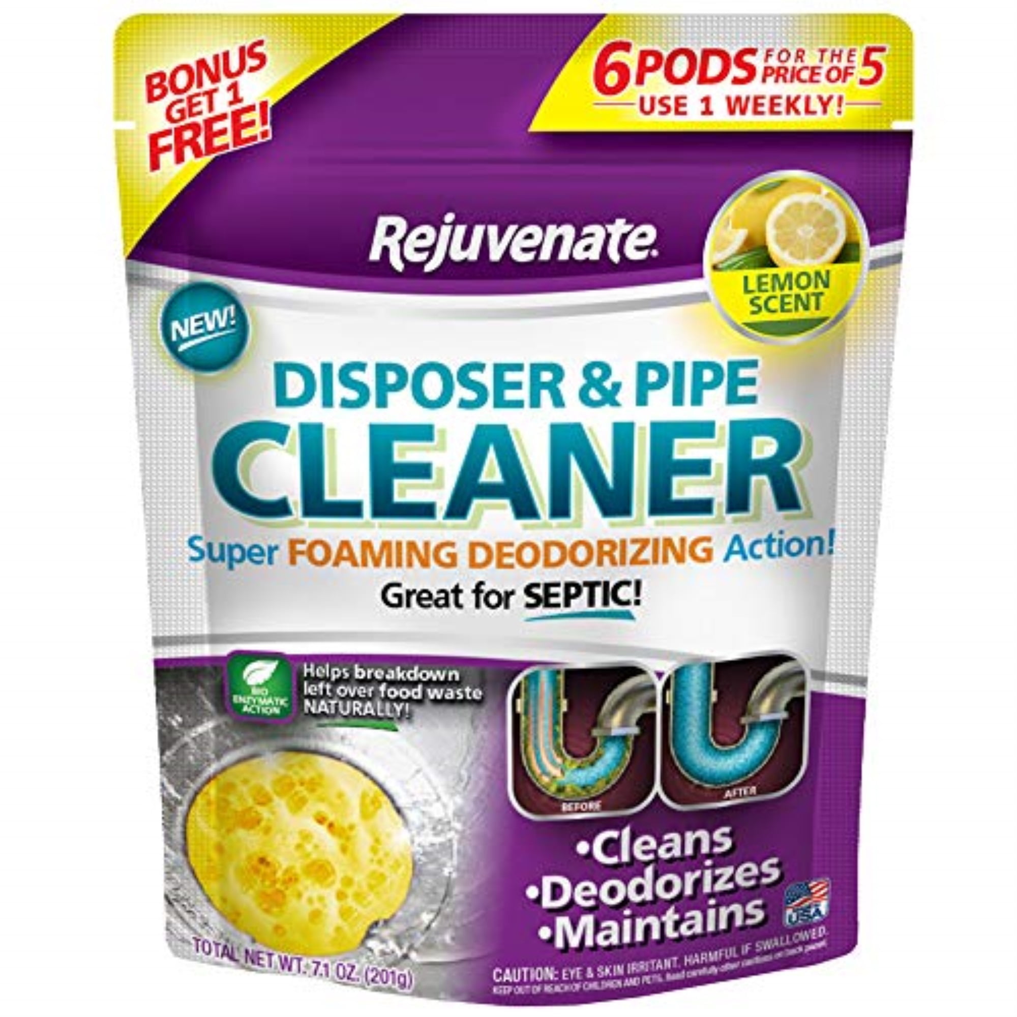 4929634 DISPOSER PIPE CLEANER 6P Rejuvenate Pod Garbage Disposal & Drain Cleaner (Pack of 1)