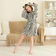 thumbnail image 3 of FORMRS Niños Bathrobe Unisex Hooded Robe Soft Plush Pajamas Sleepwear, Size 10-12T, Black Lines, 3 of 7
