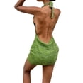 thumbnail image 4 of Wangscanis Robe d'Été Tricotée pour Femme, Jupe Dos Nu à Col Noué de Couleur Unie, 4 of 9