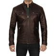 thumbnail image 2 of USTRADEENT Men's Biker Jacket with Lambskin Genuine Leather, 2 of 5