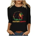 thumbnail image 2 of KkSLirnhs Womens Tops under $10 Women's Trendy Tees Casual Crewneck 3/4 Sleeve Loose T Shirt Ladies Blouses Shirts M Black, 2 of 5