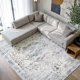 thumbnail image 2 of 8x10 Washable Living Room Distressed Vintage Area Rug, Retro Floral Non Slip Carpet Soft Low Pile Tapis Salon Throw Rug for Bedrooms, Dining Room, Living Room, Office., 2 of 11