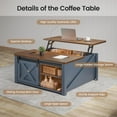 thumbnail image 5 of 31.5" Square Lift Top Coffee Table, Farmhouse Coffee Table with Ample Storage, Wood Center Table with Sliding Doors and Large Hidden Space for Living Room Home Office, Blue, 5 of 9