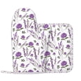 thumbnail image 2 of Honeii Lavender Flowers patten Oven Mitts and Pot Holders Sets, Baker Oven Mitts, Mittens for Kitchen Decor, Baking Lover over Gloves Gifts, 2 of 7
