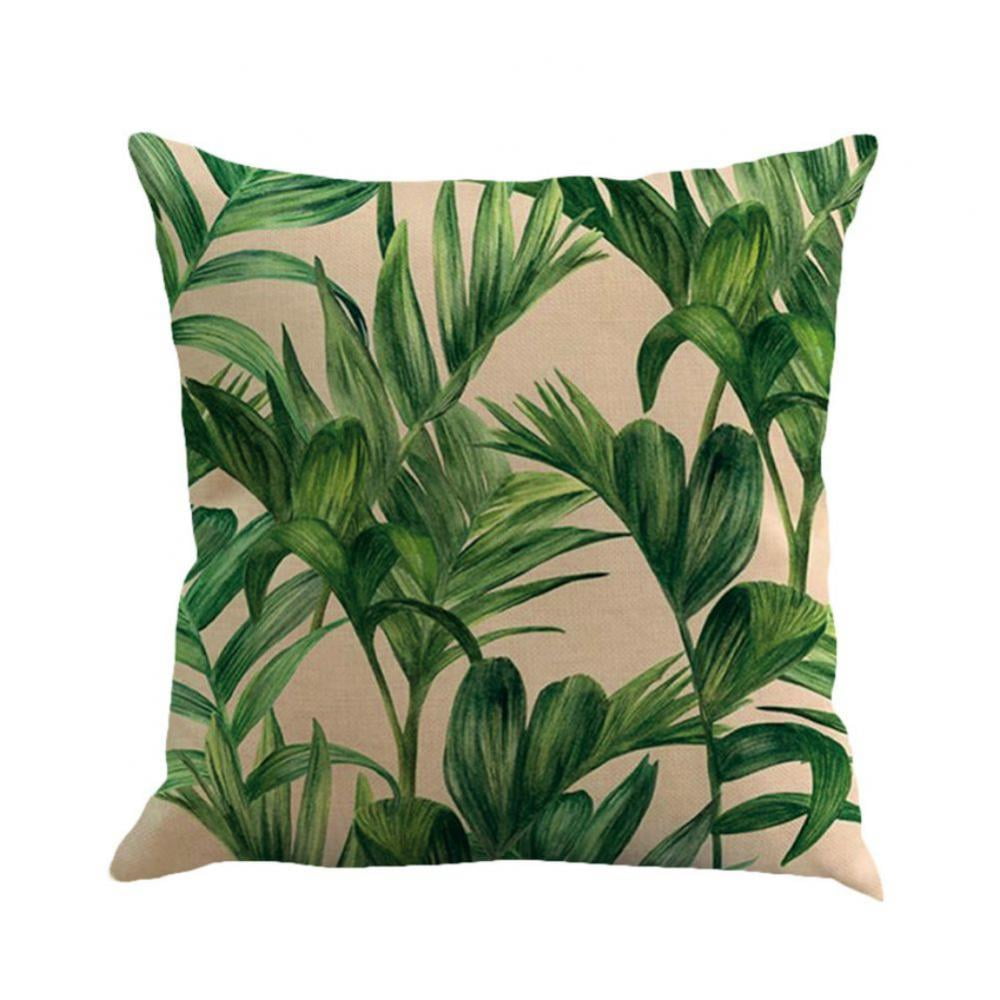 1 Pack Decorative Green Plant Leaf Throw Pillows Cotton Modern