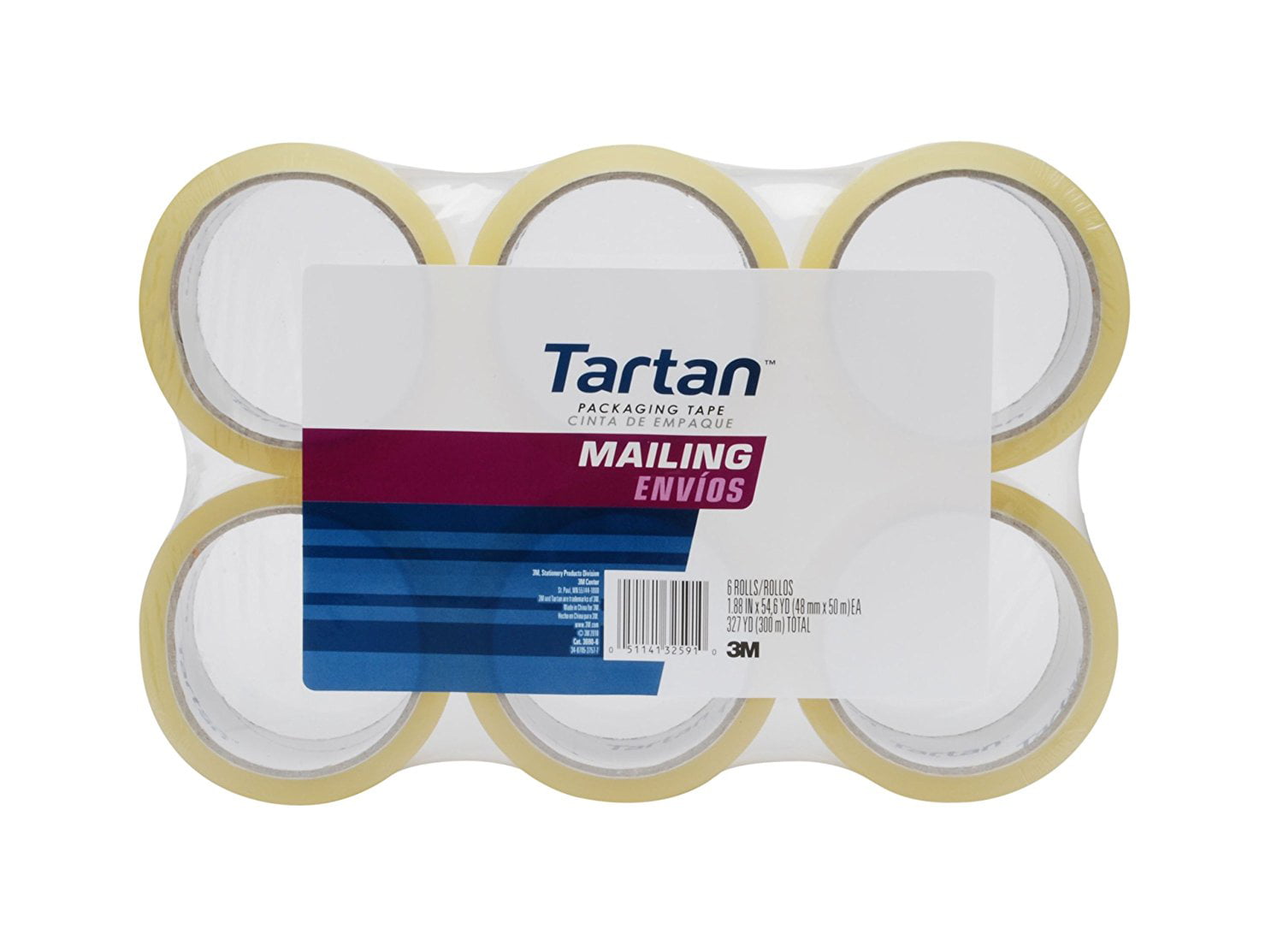 1.88-Inch x 54.6-Yard 6-Pack 3690-6 Tartan Mailing Packaging Tape 