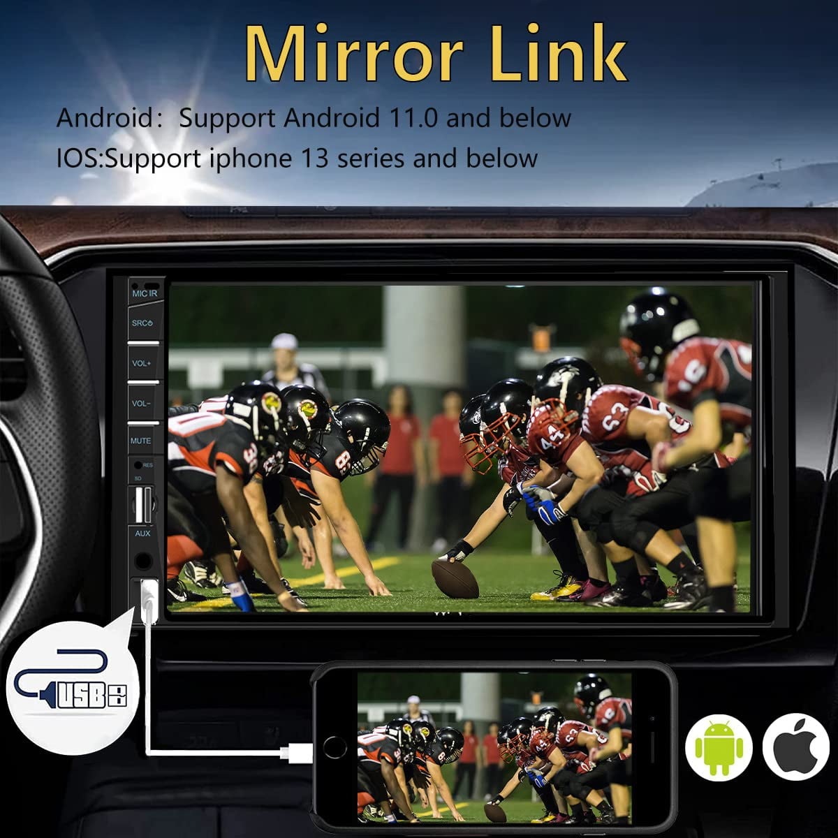 Naifay Double Din Car Stereo Compatible with Apple Carplay and