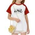 thumbnail image 6 of Girls Red Raglan T-Shirt with LOVE Graphic Soft Stretch Polyester Spandex Relaxed Fit for Ages 4-12,Size 5 T, 6 of 8