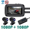 thumbnail image 4 of Dual 1080P Motocicleta DVR Impermeable Moto Cámara WiFi Sin GPS Cámara de Tablero Grabadora de Vídeo de Conducción Delantera Trasera Caja Negra, 4 of 5
