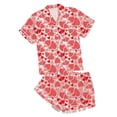 thumbnail image 4 of BYHONG Women's Casual Printed Pyjama Set Silk Satin Short Sleeve Button Down Top and Shorts Set Women Pajama Sets Beige M, 4 of 4