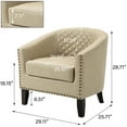 thumbnail image 3 of UIXE Accent Chairs Modern Upholstered Armchair Comfy Faux Leather Single Sofa for Living Room, Beige, 3 of 8