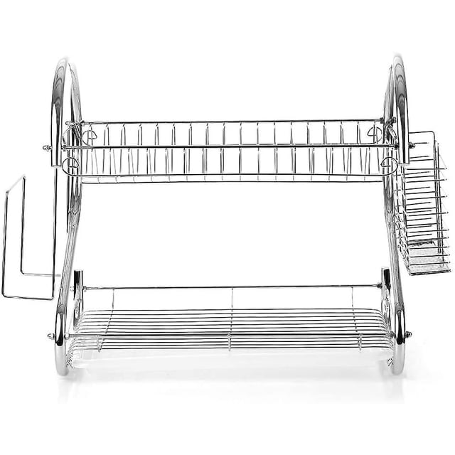 Escurridor Vajilla Estante para platos Estante para platos Cesta de almacenamiento de frutas y verduras de acero inoxidable Tazón de almacenamiento Plato Cubiertos grandes Almacenamiento Secado d
