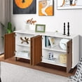 thumbnail image 5 of 4-Door Large Buffet Sideboard, Kitchen Storage Cabinet, Wooden Buffet Server Cupboard, 5-Leg Structure, Accent Cabinet, Ideal for Living Room, 5 of 5