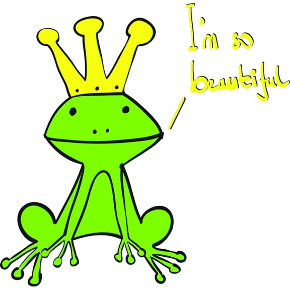 Design With Vinyl I Am So Beautiful Artwork Animal Frog With Crown Fairy Tail Wall Decal for Children - Amphibian to Royalty Themed Décor - Size: 23 In x 23 In