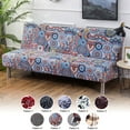 thumbnail image 1 of 2024 Folding Sofa Bed Cover Solid Color Futon Armless Slipcover Polyester Elastic Fabric All-Inclusive Cover, 1 of 7