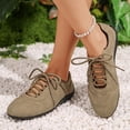thumbnail image 7 of longantii Women's Suede Lace-Up Sneakers, Low-Top Casual Athletic Walking Shoes, Comfortable Fashion Flats for Daily Wear Khaki, 7 of 7