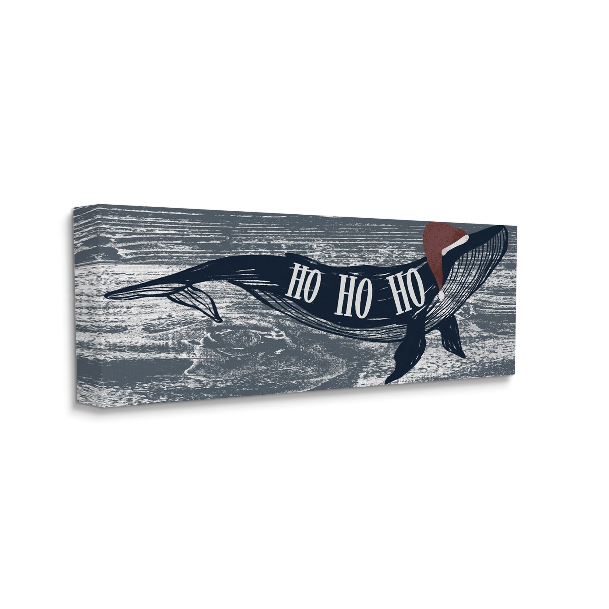Stupell Industries Ho Ho Ho Christmas Santa Whale Holiday Painting Gallery Wrapped Canvas Print Wall Art