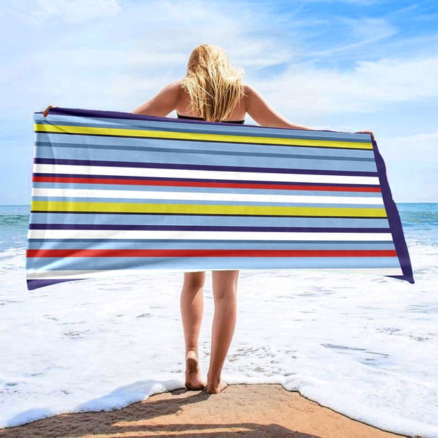 Microfiber Beach Towel Super Absorbent Quick Dry Thin Lightweight | Large 55"x27" Compact Portable Blanket for Travel, Pool, Swim, | Soft Multicolor Polyester, Fast Drying, Sand Free