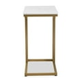 thumbnail image 2 of Baxton Studio Renzo Brushed Gold Metal End Table with Faux Marble in White, 2 of 9
