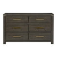 thumbnail image 2 of Benjara Carie 65 Inch Dresser, 6 Drawers, Gold Accent Handles, Brown Gray Wood, 2 of 6