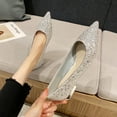 thumbnail image 4 of 2 Pcs Chaussures en Cuir pour Femmes Résistantes à l'Usure Chaussures Femmes Ballerines Femmes Mariage Ballerines en Fibre à Paillettes Femmes Confortables Entretien Court Femmes champagne 36, 4 of 9