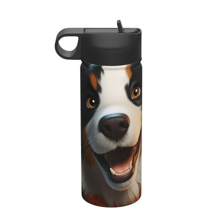 

Zeuib Playful Smile Cute Dog Print 18oz Sports Insulated Kettle Insulated Cups With Handle Sports Water Kettle Water Bottle Insulated