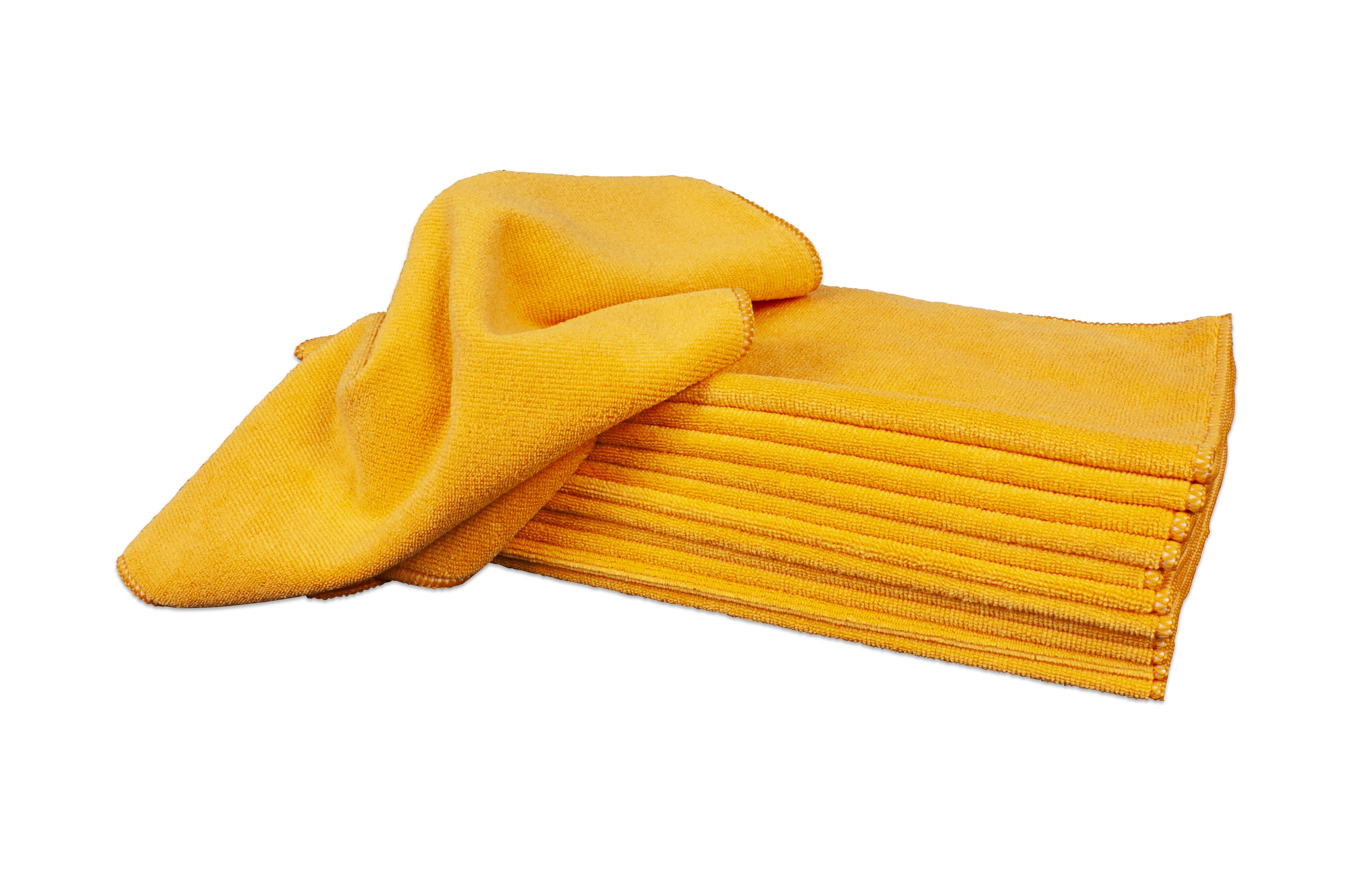 Eurow® Premium Ultrasonic Cut Cleaning Towels 350gsm Yellow 16 x 16in 12Pk 
