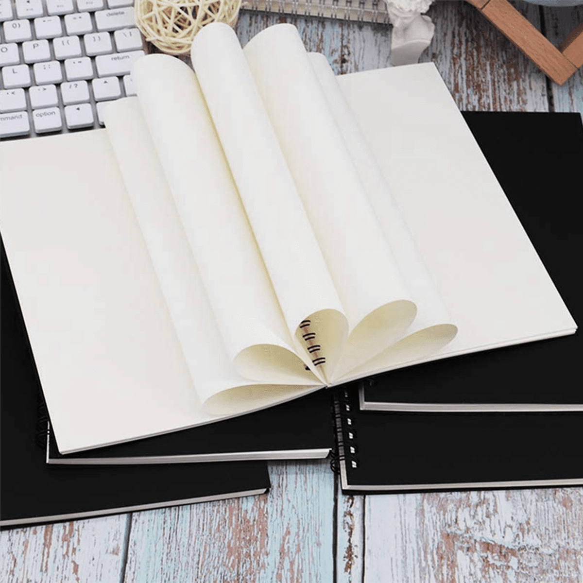 20Pcs A5 Black Spiral Notebook Blank Sketchbook Unruled Journal Pack Thick Blank Paper 50 Sheet 100 Unlined Pages