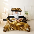 thumbnail image 2 of Metsweet Golden Dragon Twin Duvet Cover, Gothic Rose Moon Twin Bedding, Black Gold White,Black Reversible,2pcs,1 Duvet Cover and 1 Pillowcase, 2 of 6