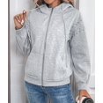 thumbnail image 5 of Womens Zip Up Hoodies Oversized Sweatshirt Long Sleeve Fleece Jackets Coat Workout Light Gray M, 5 of 9