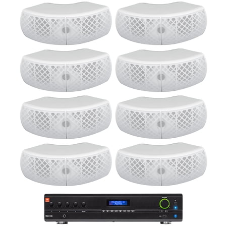 JBL VMA1120 Commercial 70v Amplifier+(8) White Dual 4 Speakers For Restaurant