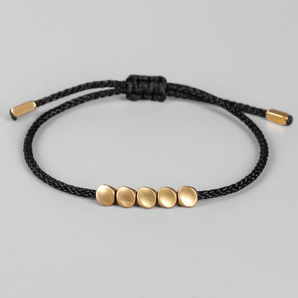 Pulseras para mujer, regalos para mujer, pulsera de cuerda de cuentas de cobre tibetano y brazaletes, pulsera unisex de hilo encerado para mujer.