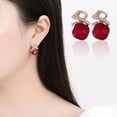 thumbnail image 3 of Bluelans Jewelry Set,1 Set Women Necklace Geometric Cubic Zirconia Twisting Elegant Red Square Rhinestone Inlaid Stud Earrings Kit Fashion Jewelry, 3 of 6