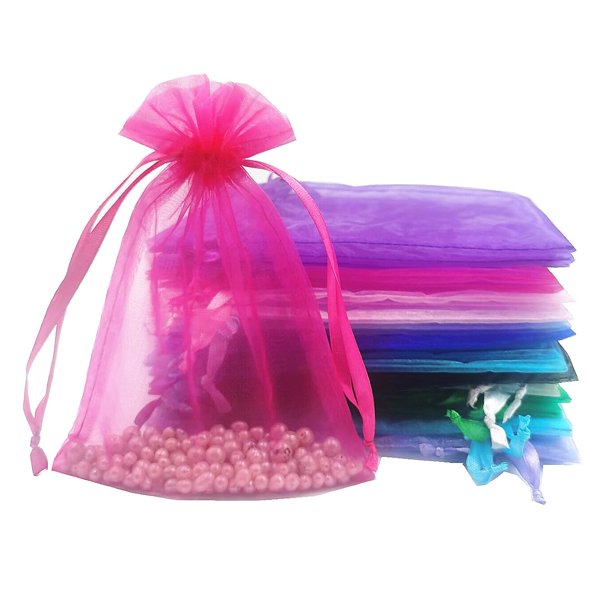 50 Pcs Organza Bags 5x7 Inches，35 Density Sheer Organza Gift Bags with
