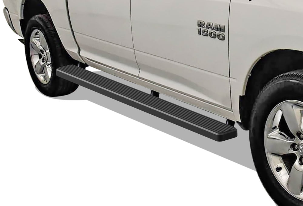 APS 5in Wheel-to-Wheel Black Nerf Bars Custom Fit 09-18 Ram Crew Cab 6.5ft Bed 