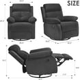 thumbnail image 2 of Farini Small Swivel Rocker Recliner Chair for Adult, Velvet Recline Sofa Chair with Footrest for Bedrooms, Living Rooms & Small Spaces, Dark Gray, 2 of 9