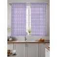 thumbnail image 2 of Purple Gingham Curtains 45 Inch Length, Sheer Curtains for Bedroom Living Room Window Modern Minimalist Geometric Plaid Rod Pocket Voile Drapes Kitchen Curtains Small Half Window 42"x45" 2 Panels, 2 of 7
