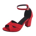 thumbnail image 2 of Viluyesy Women's Block Heels Sandals, Peep Toe Comfortable Adjustable Ankle Strap Wedding Party Office Shoes Red 5.5, 2 of 9