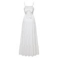 thumbnail image 6 of Gyujnb Thin Spaghetti V Neck Strap Maxi Dress All Over Ditsy Floral Print Lace Up Back Tie Fitted Bodycon Cut Elegant Gown for Maternity Photoshoot,L, 6 of 7