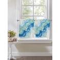 thumbnail image 4 of Turquoise Blue Marble 2 Panel Kitchen Curtains for Small Windows, Abstract Art Modern Fluid Marble Bathroom Tier Curtain, Short Window Treatment for Bedroom/Living Room 55"x36", 4 of 6