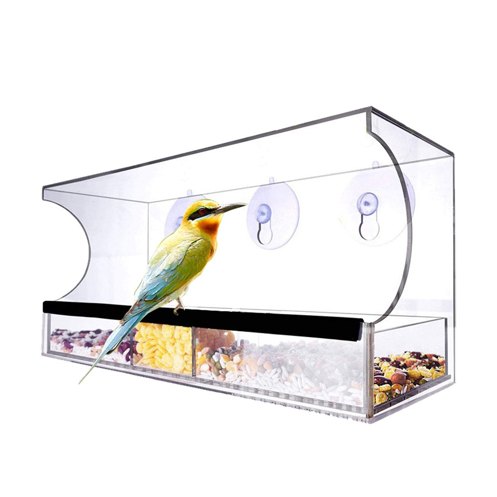 Clear Window Bird Feeder Feeding Squirrel Birdhouse With Suction Tray Cup Mount 