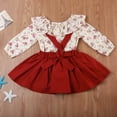 thumbnail image 5 of Douhoow 1-5Y Little Girls Summer Outfit Set Long Sleeve Floral Tops Red Suspender Skirt, 5 of 8